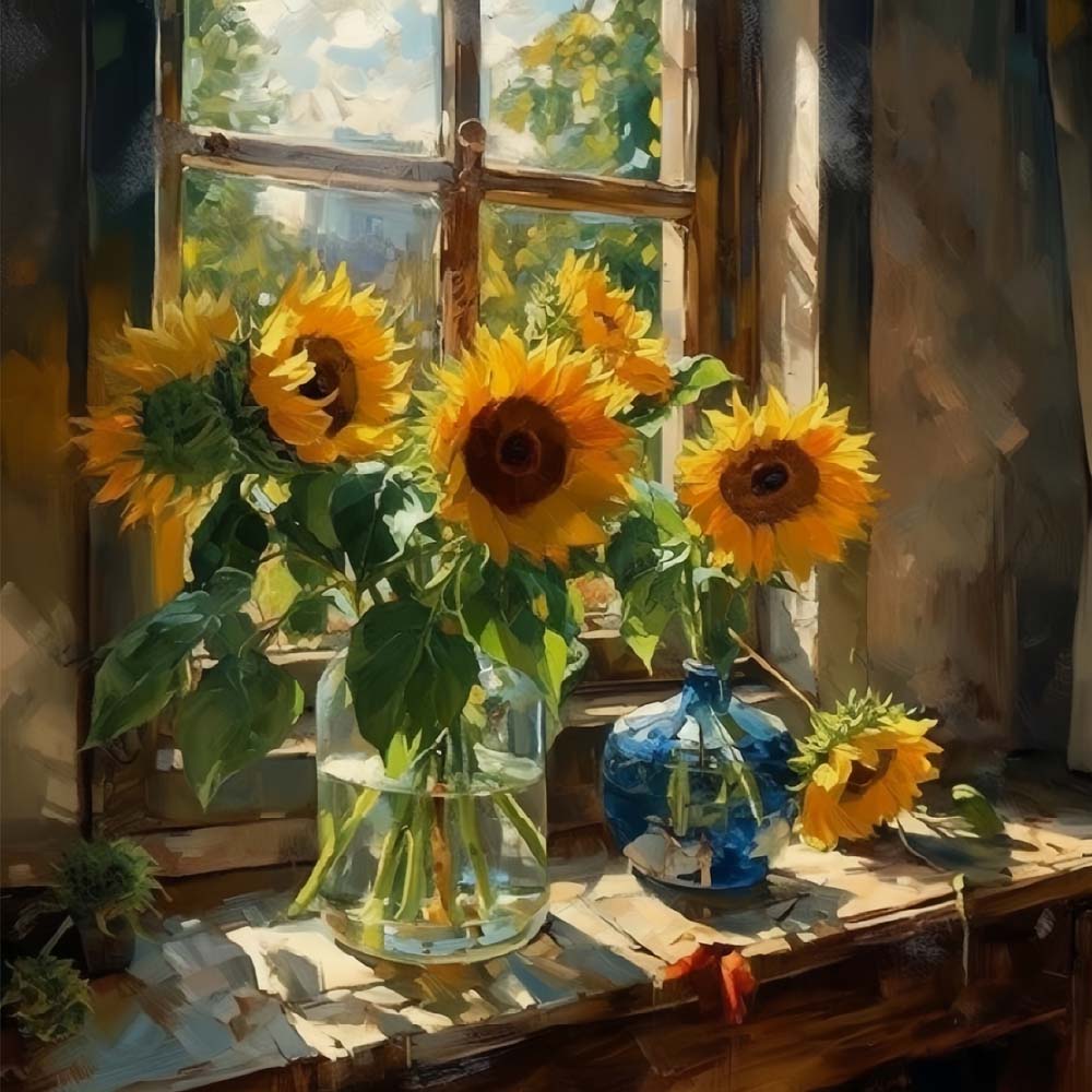 Sunflowers in Vase Paint by Numbers