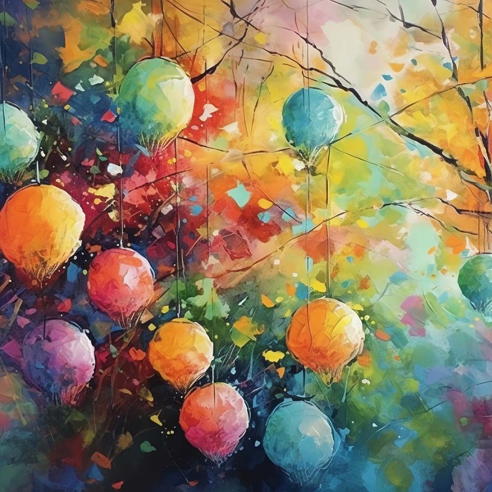 Colorful Balls in Watercolor Style Paint by Numbers