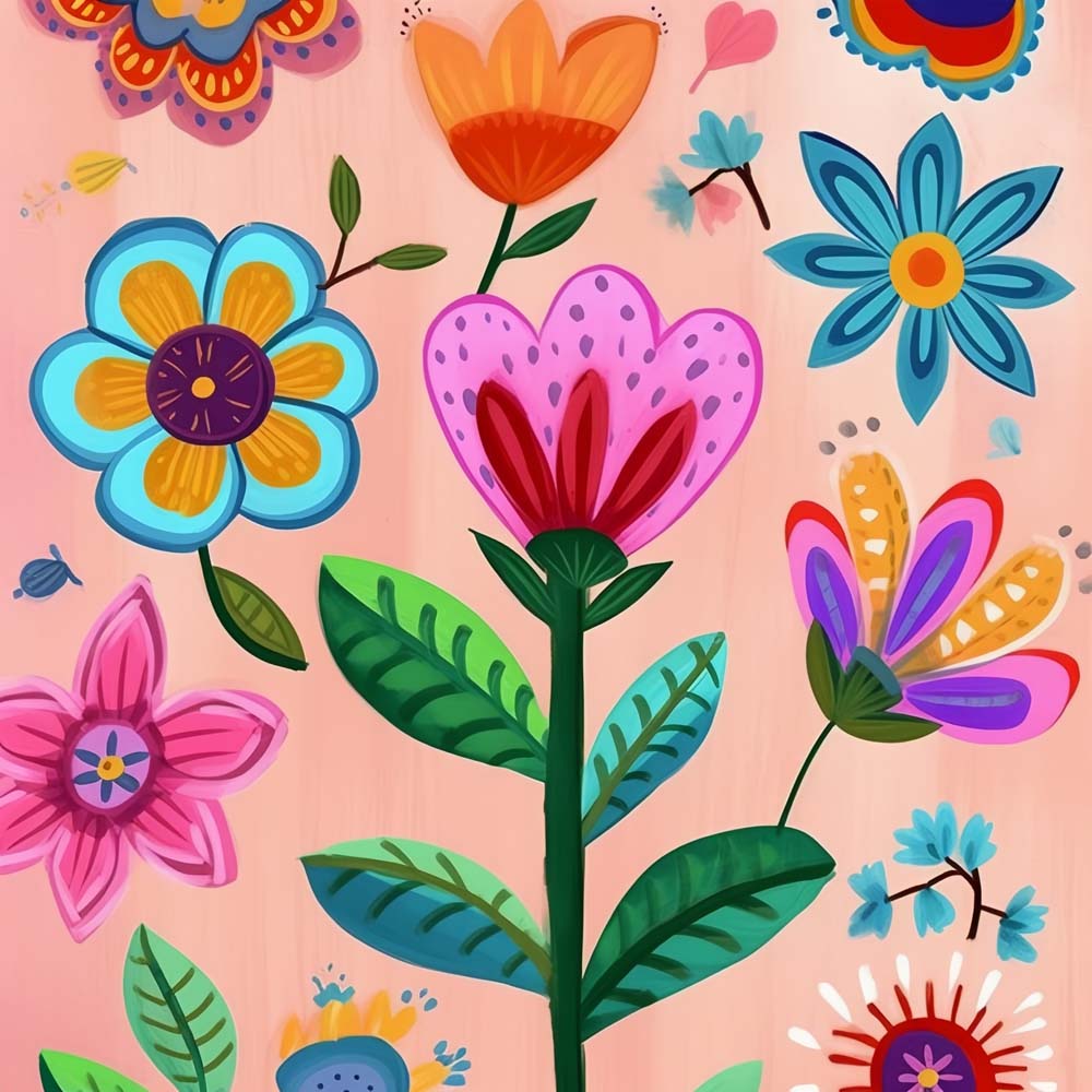 Cartoon Colorful Flowers Paint by Numbers for Kids