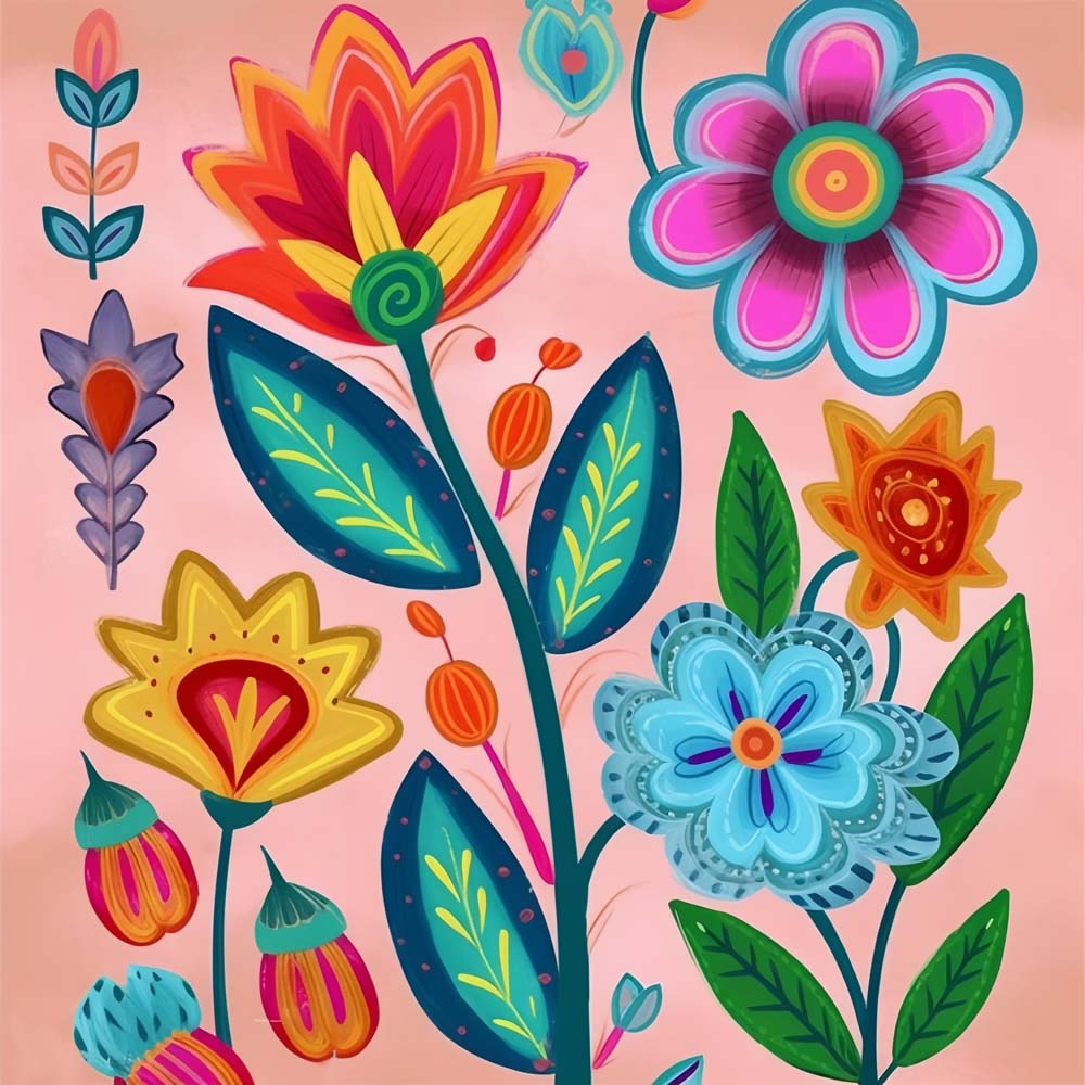 Cartoon Colorful Flowers Paint by Numbers for Kids