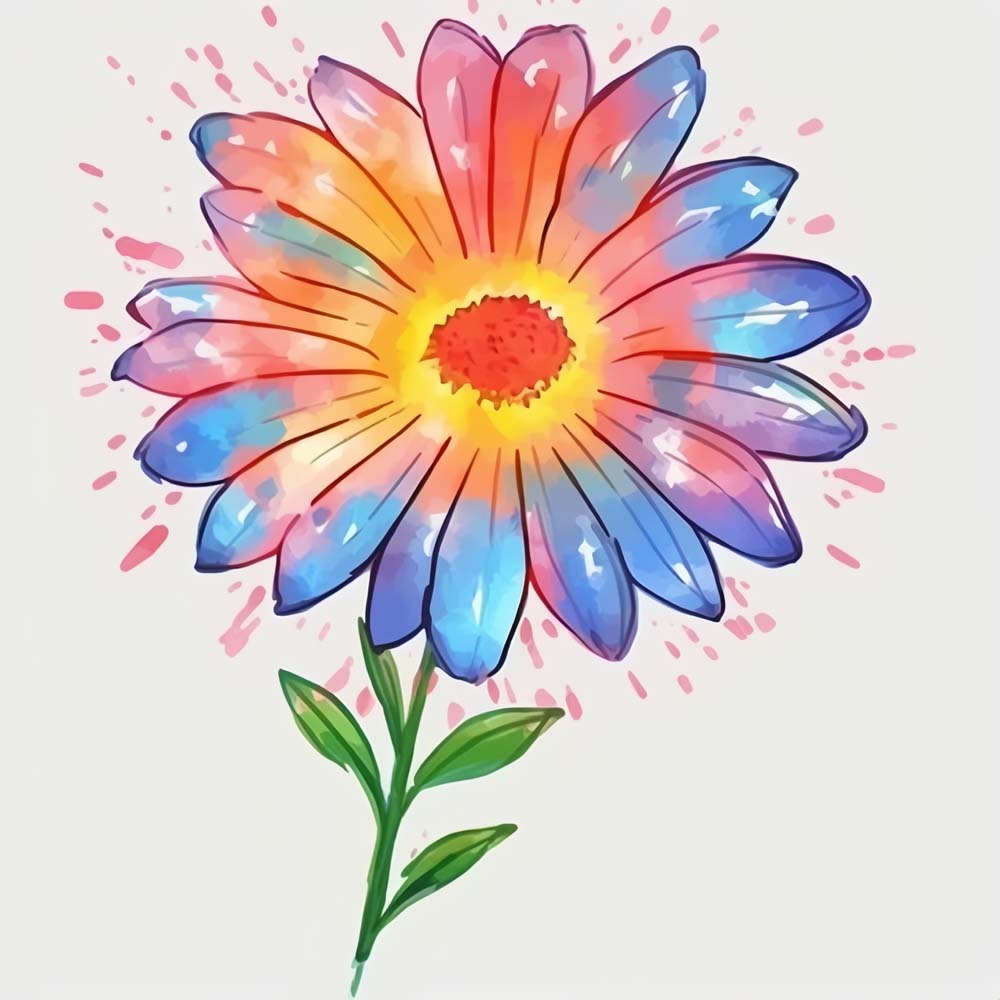 Blue Pink Little Flower Paint by Numbers for Kids