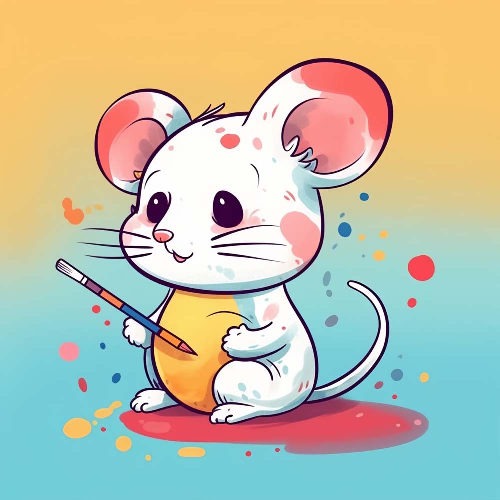 White Mouse and Watercolor Paint by Numbers for Kids