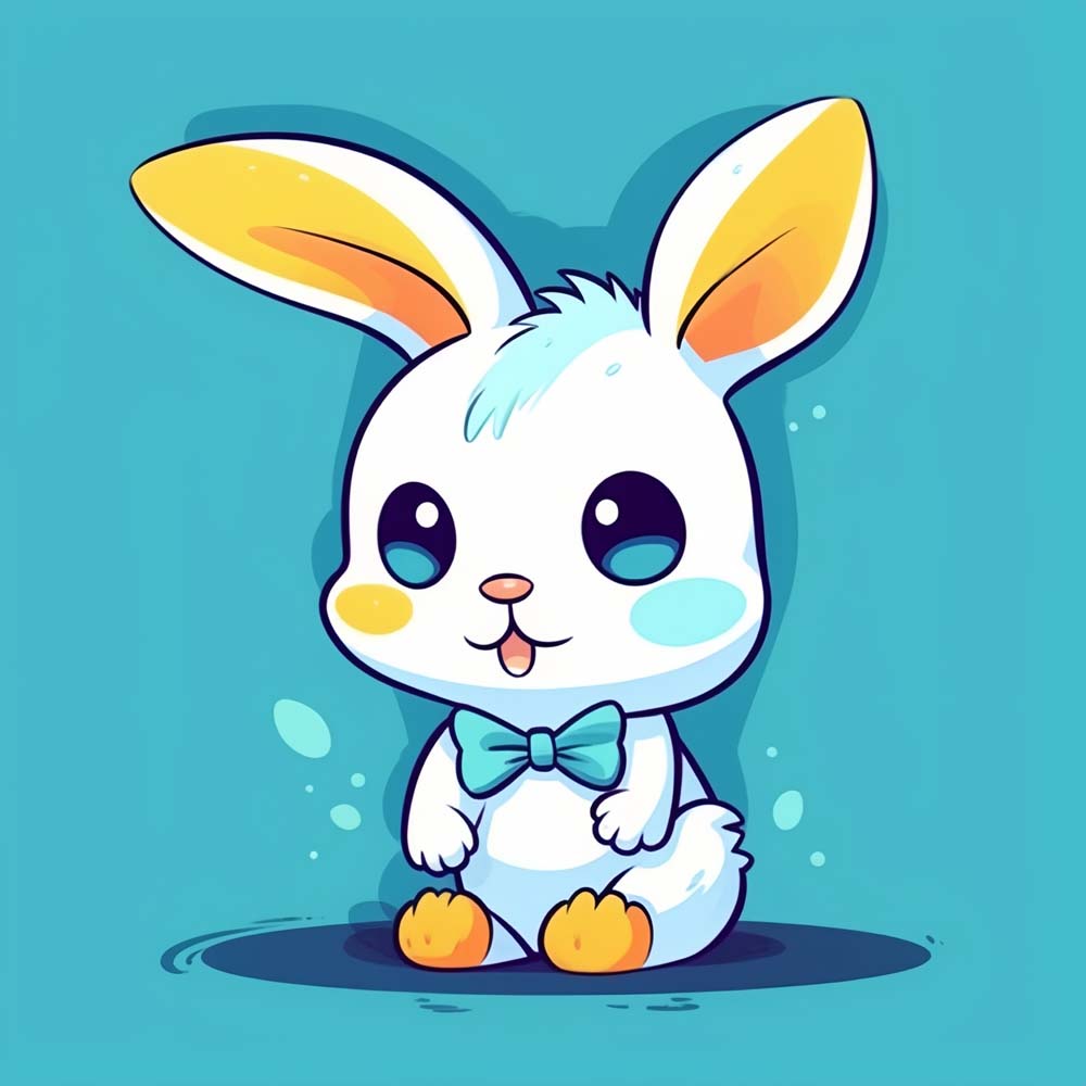 Cute Rabbit on Blue Background Paint by Numbers for Kids