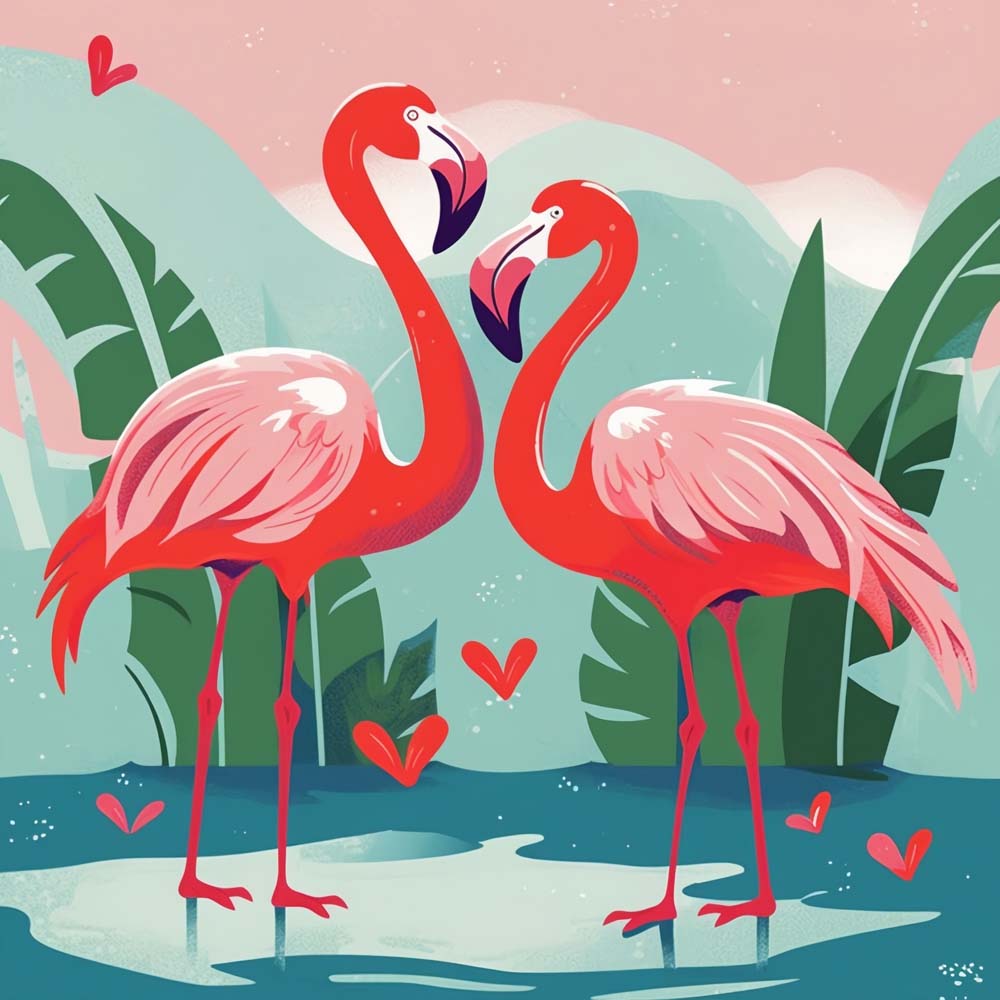 Flamingo Love Paint by Numbers