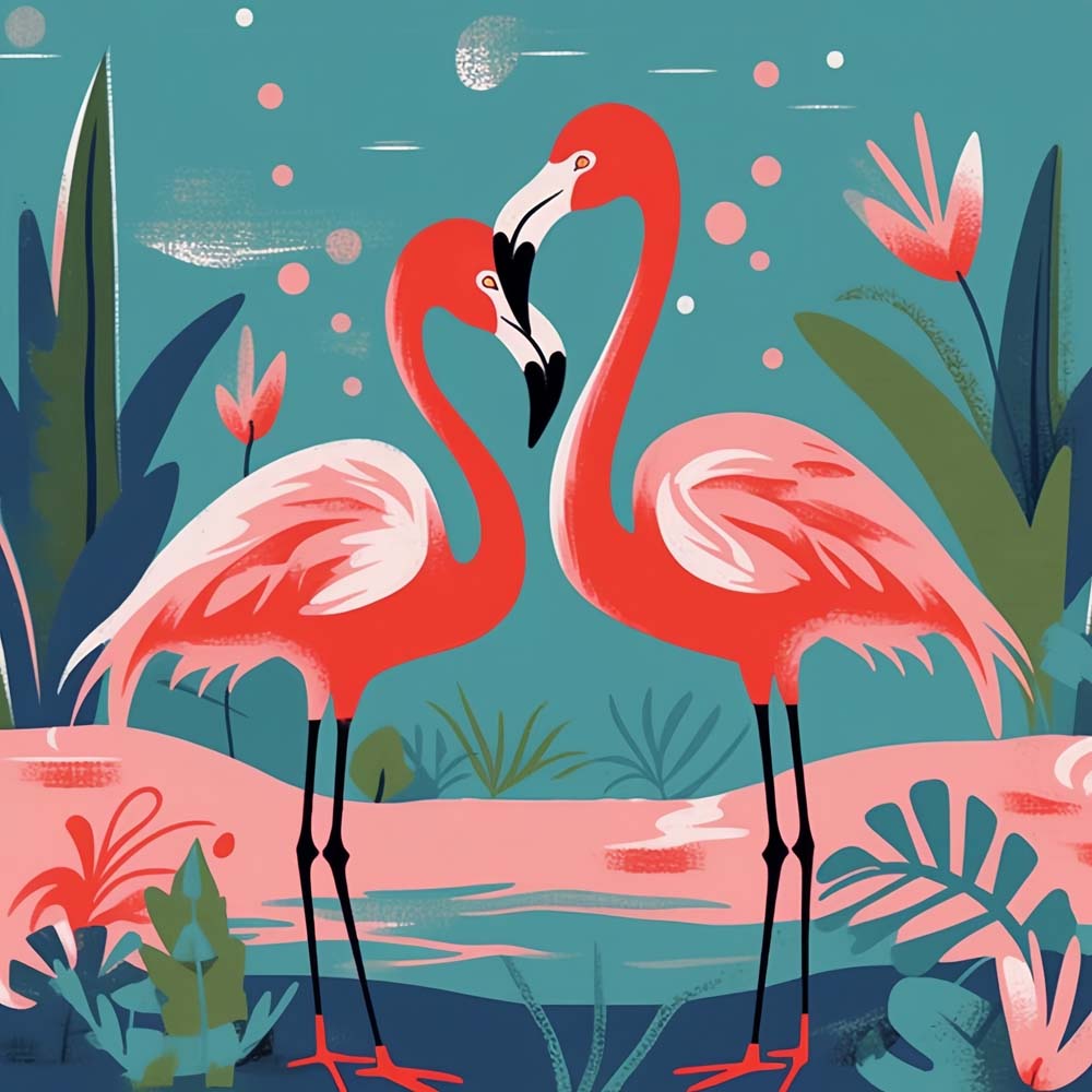 Flamingo Couple Paint by Numbers