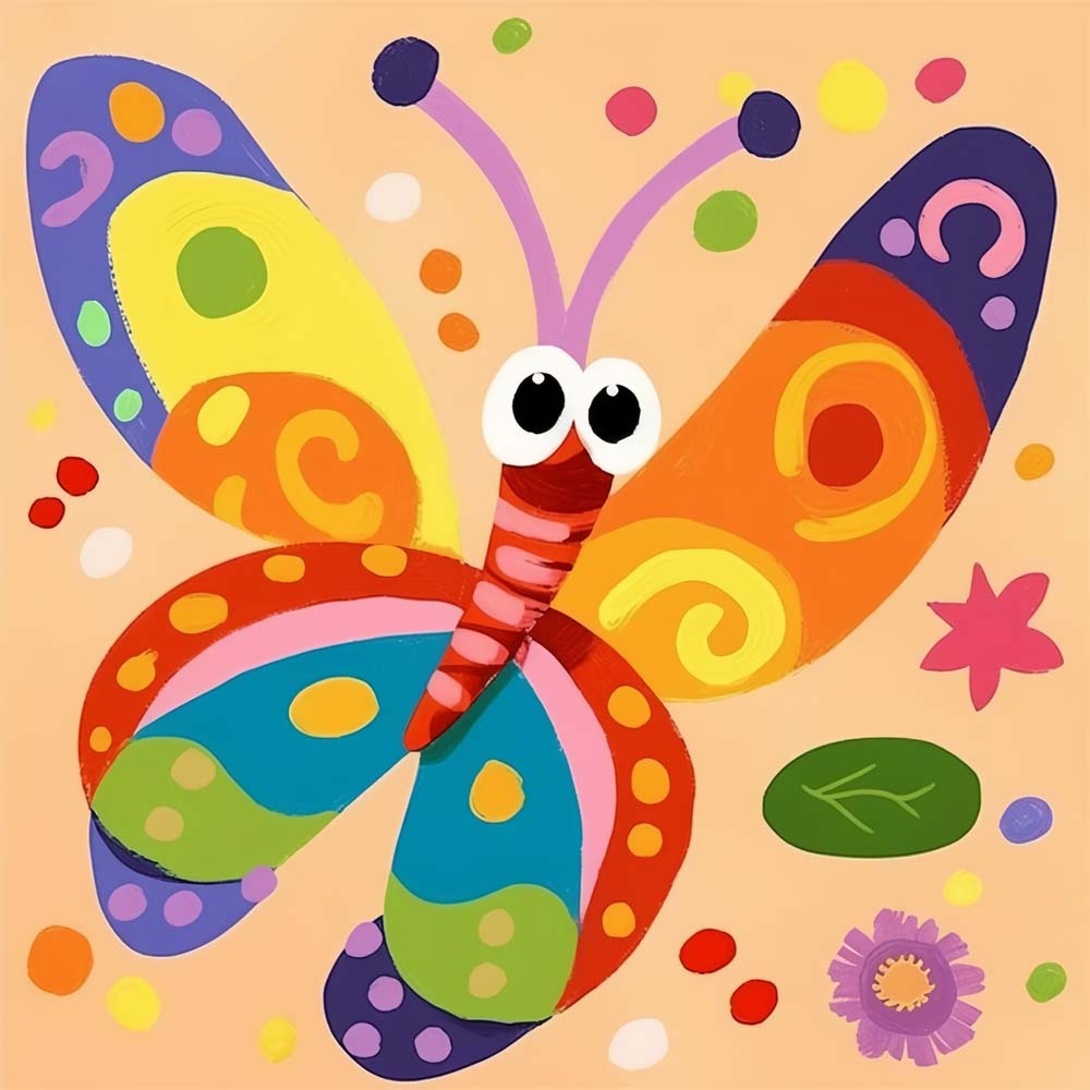 Colorful Cartoon Butterfly Paint by Numbers for Kids