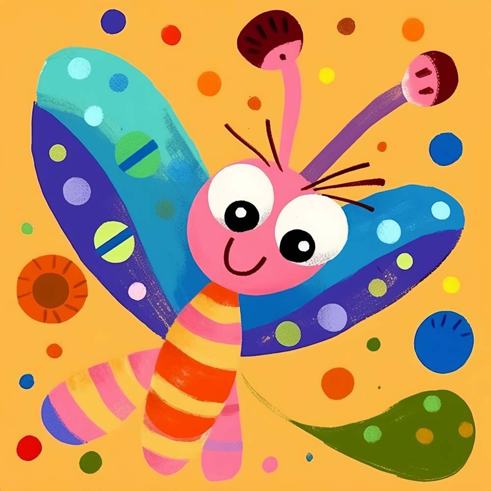 Cartoon Butterfly Paint by Numbers for Kids