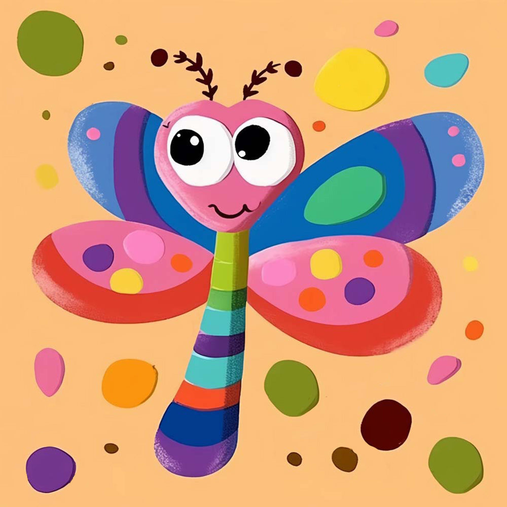 Watercolor Cartoon Dragonfly Paint by Numbers for Kids