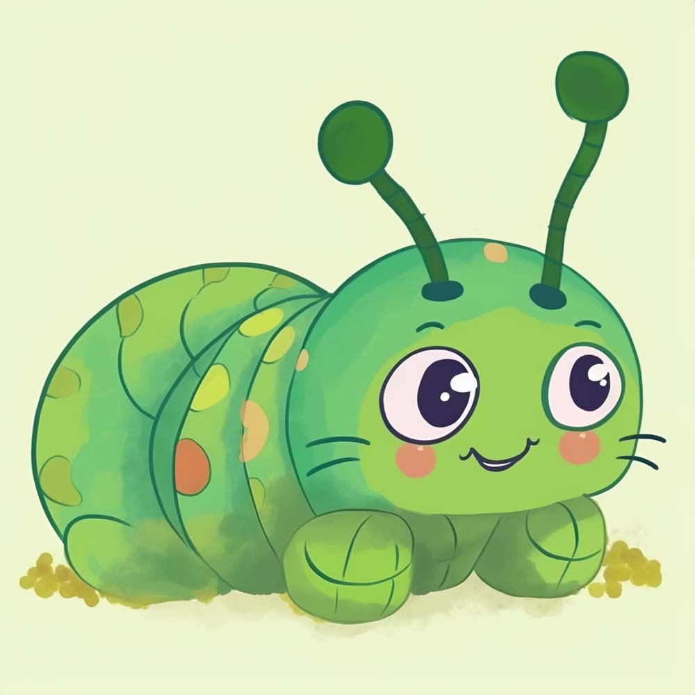 Green Caterpillar Paint by Numbers for Kids