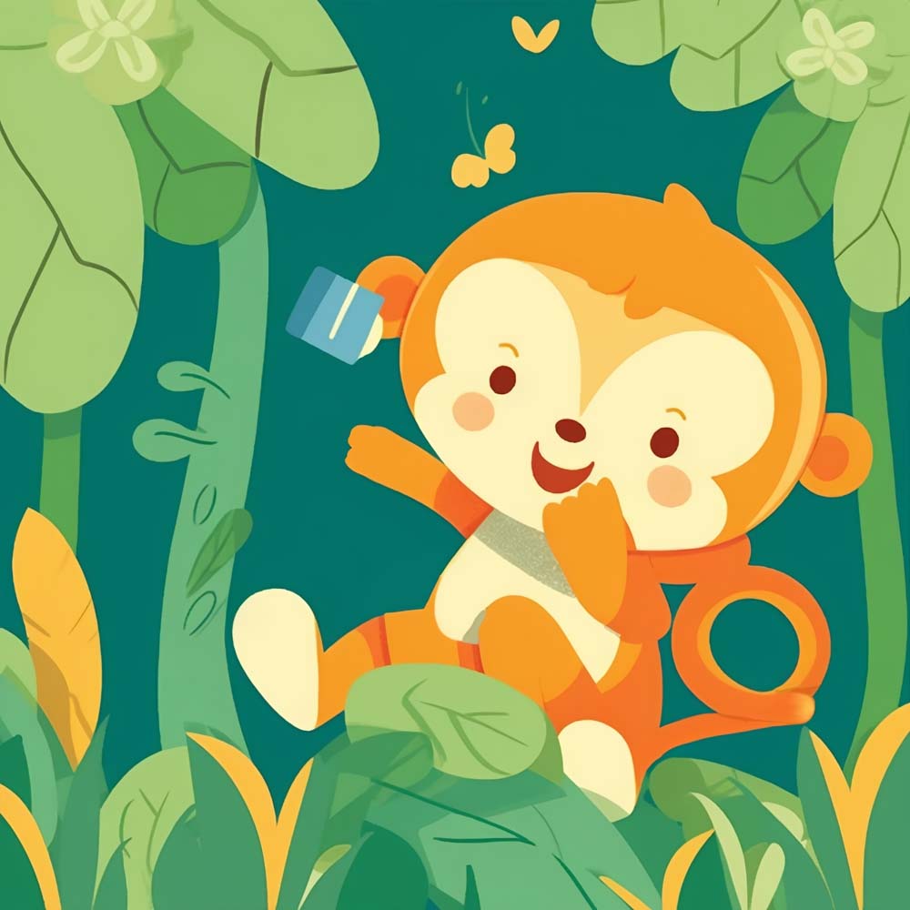 Cartoon Monkey in Forest Paint by Numbers for Kids