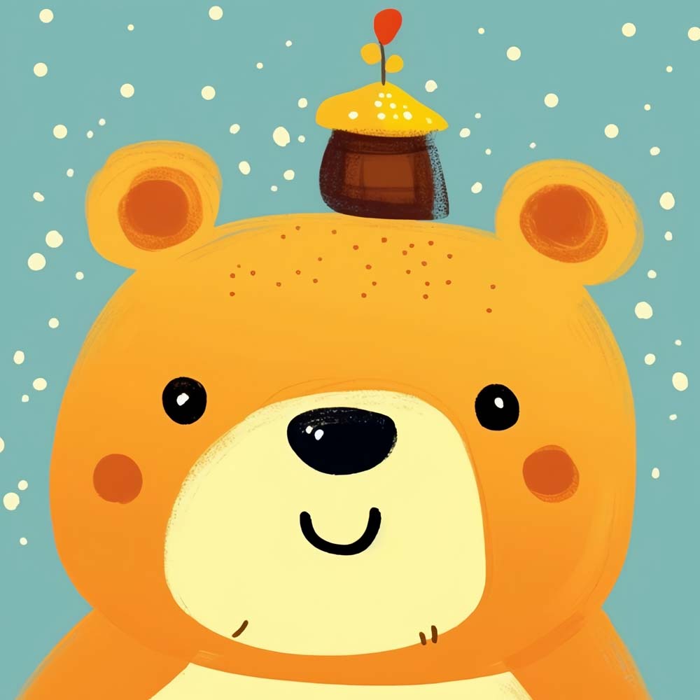 Cute Cartoon Bear in Snow Paint by Numbers for Kids