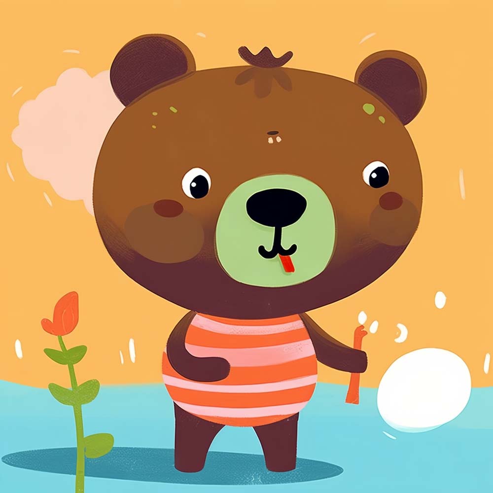 Cartoon Bear and Flower Paint by Numbers for Kids