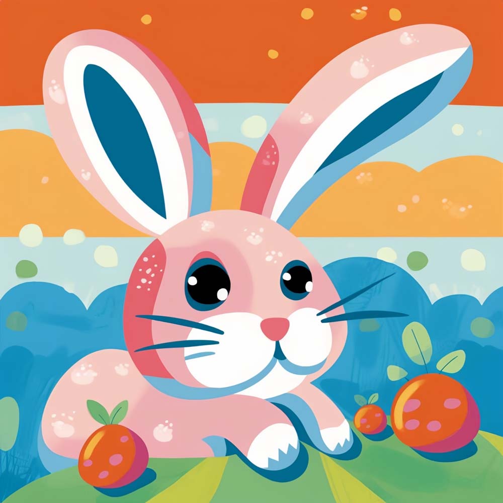 Cute Pink Rabbit Paint by Numbers for Kids