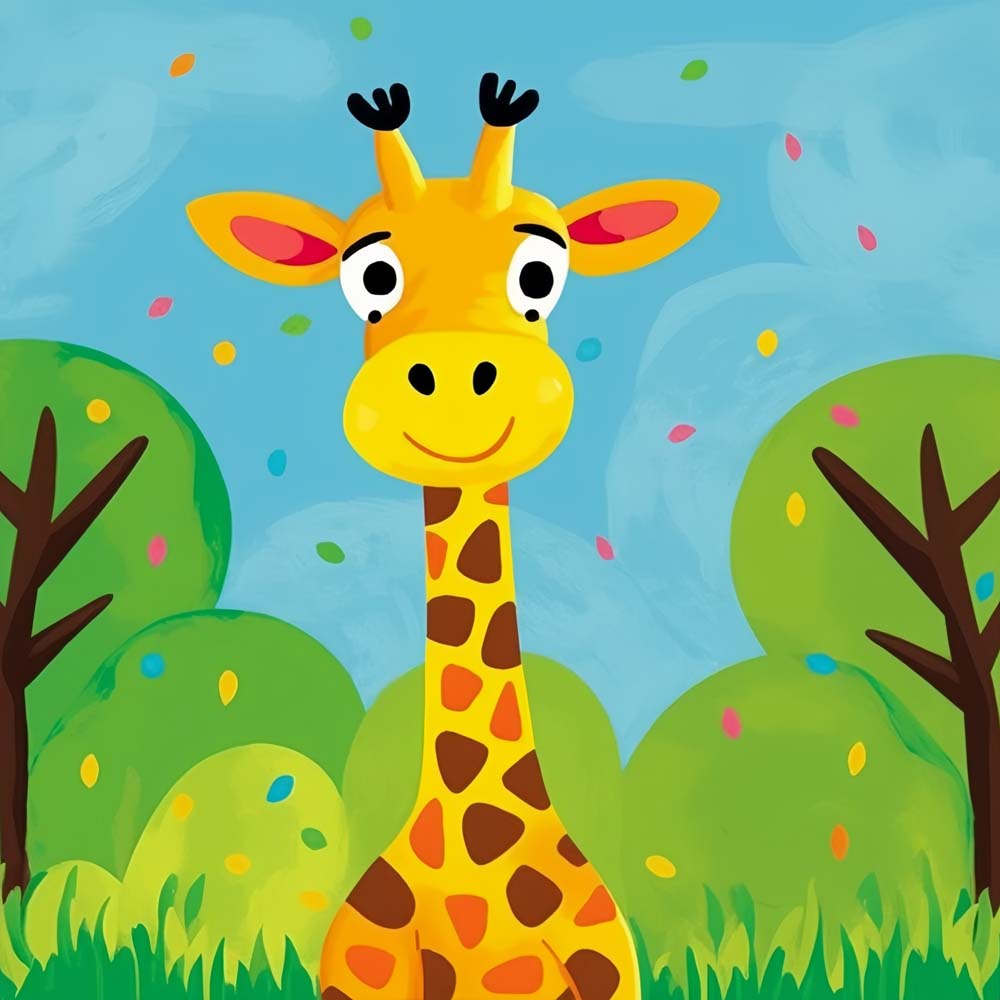 Cartoon Giraffe Paint by Numbers for Kids