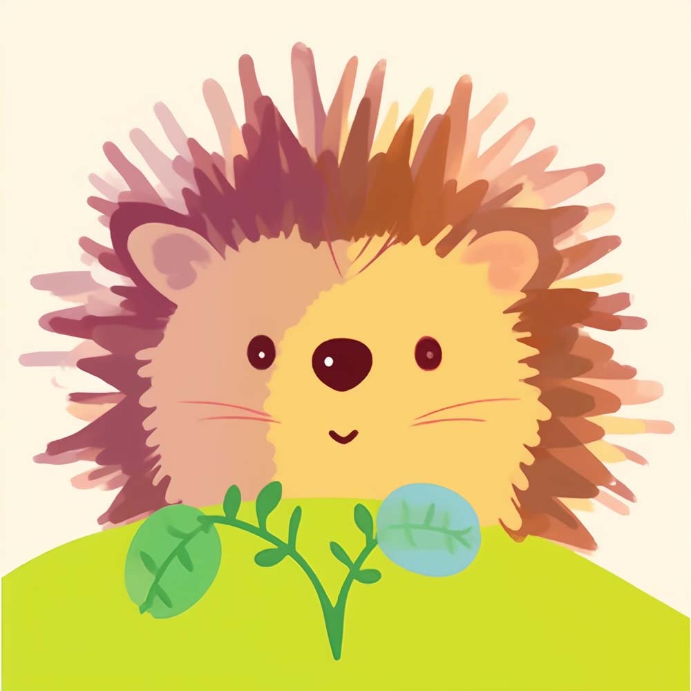 Cartoon Hedgehog and Leaves Paint by Numbers for Kids