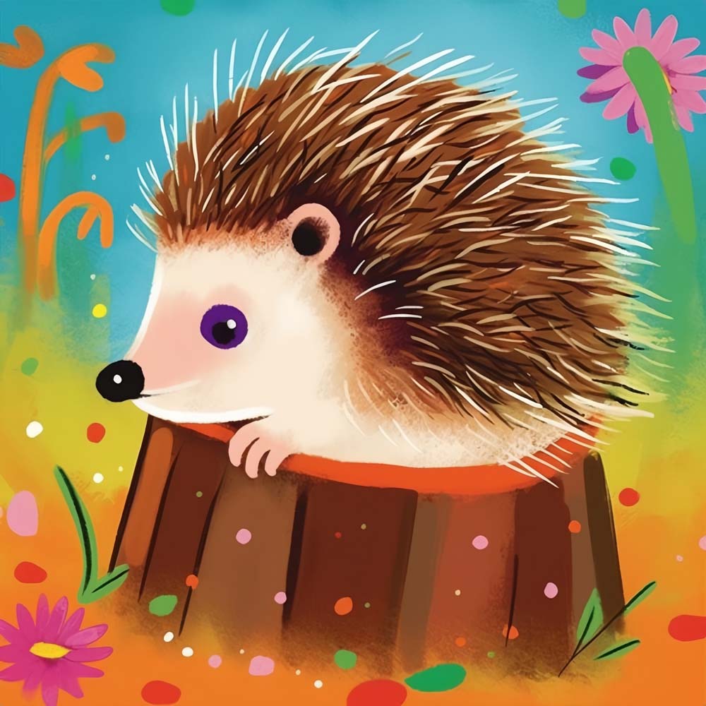 Cute Hedgehog on the Stake Paint by Numbers for Kids