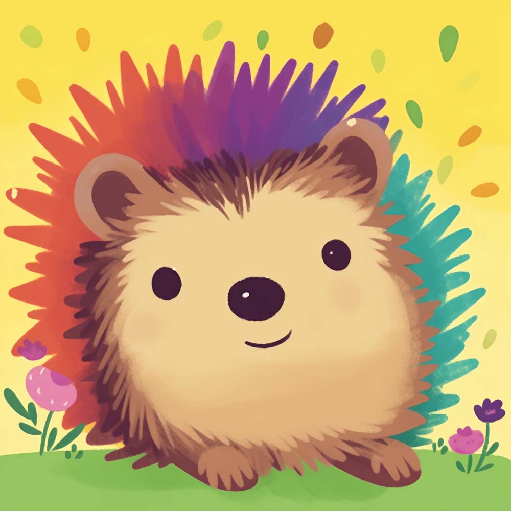 Colorful Cartoon Hedgehog Paint by Numbers for Kids