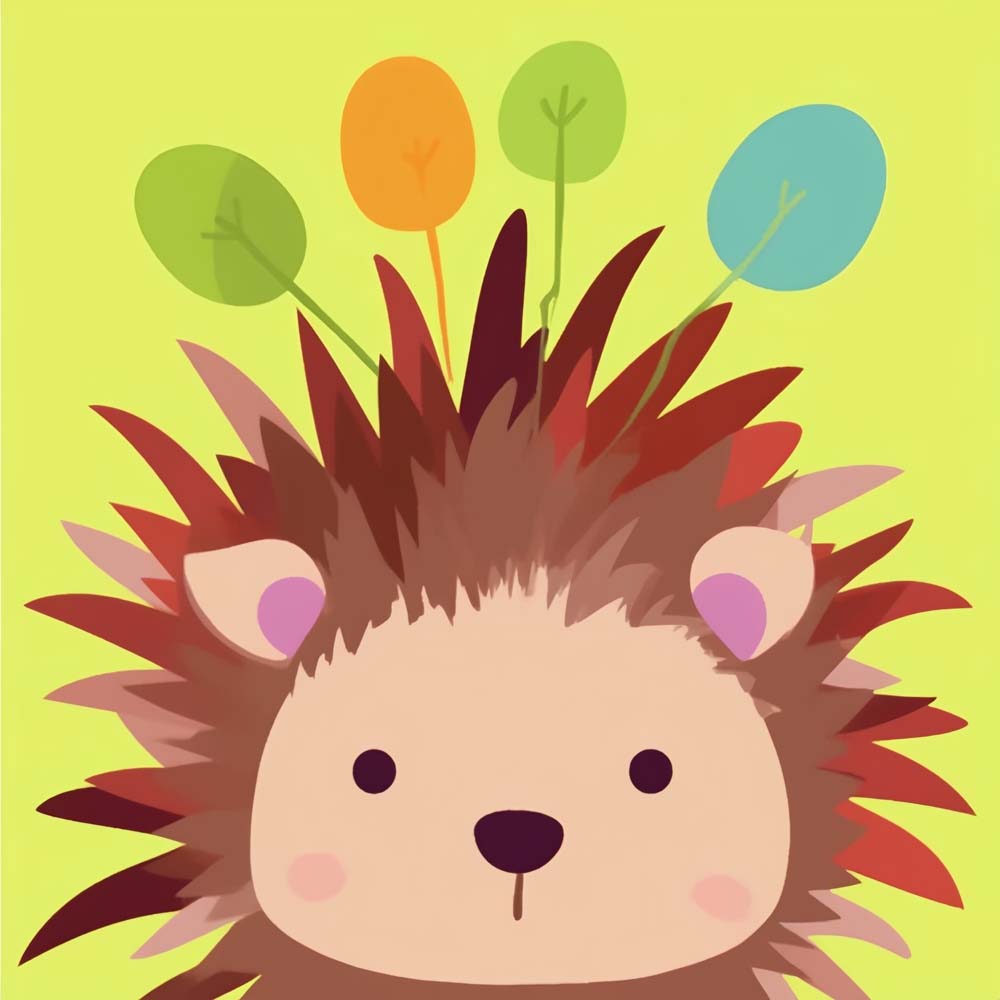 Cute Cartoon Hedgehog Paint by Numbers for Kids