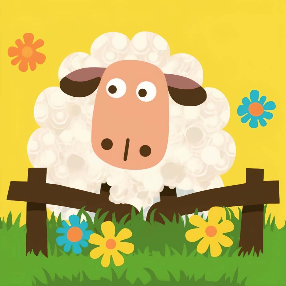 Cartoon Sheep on the Farm Paint by Numbers for Kids