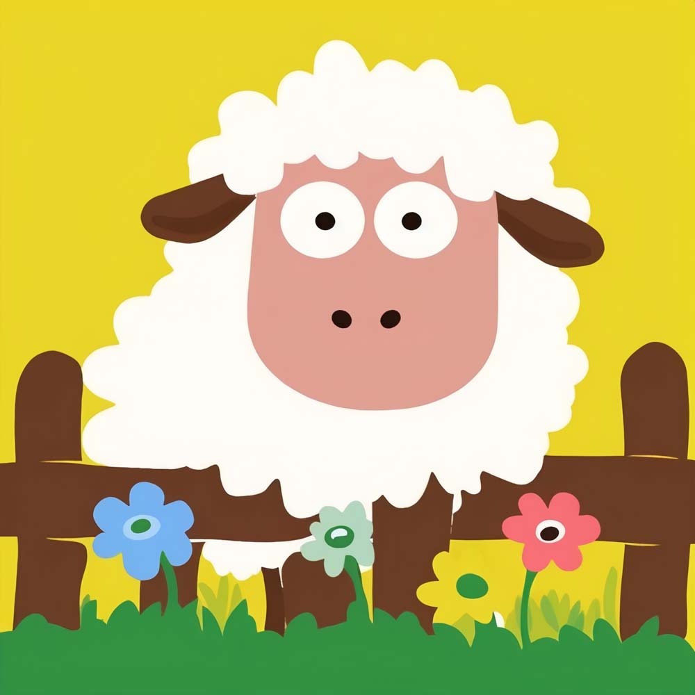 Cartoon Sheep on the Farm Paint by Numbers for Kids