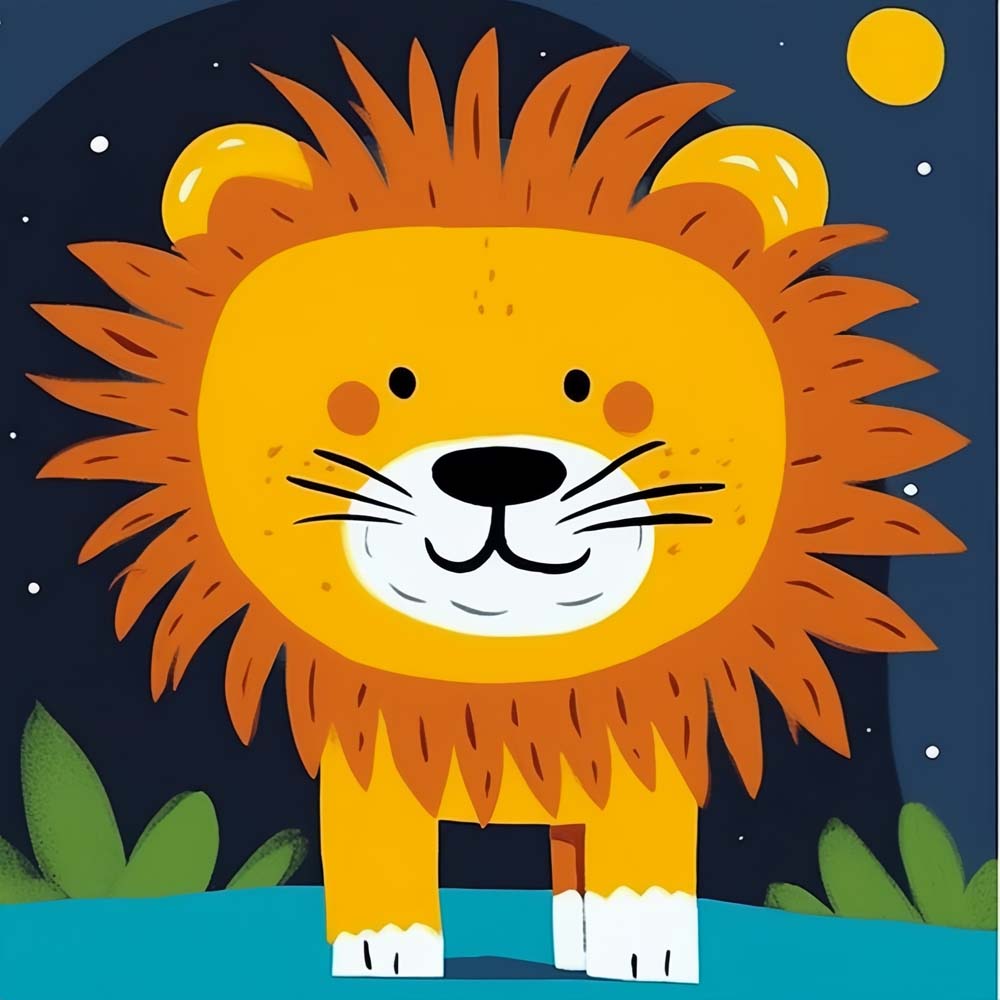 Cartoon Lion Paint by Numbers for Kids