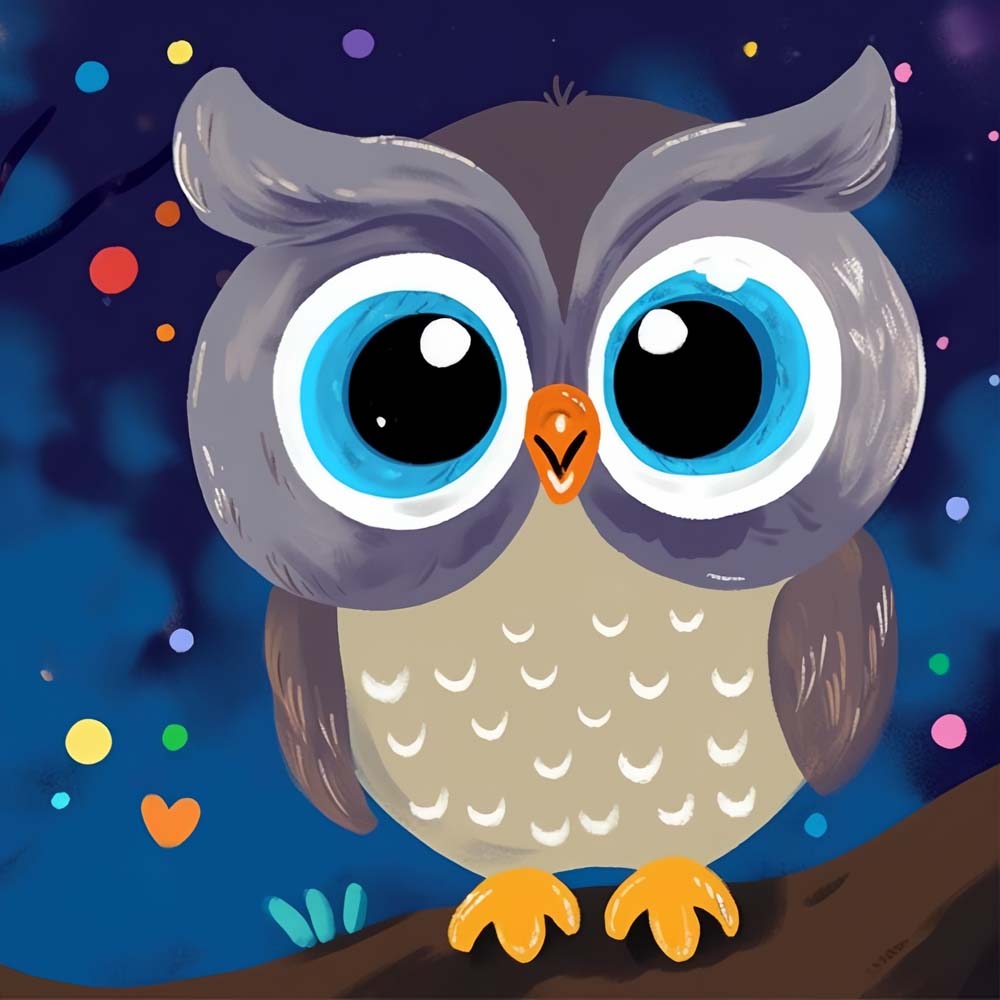 Cartoon Owl with Big Eyes Paint by Numbers for Kids