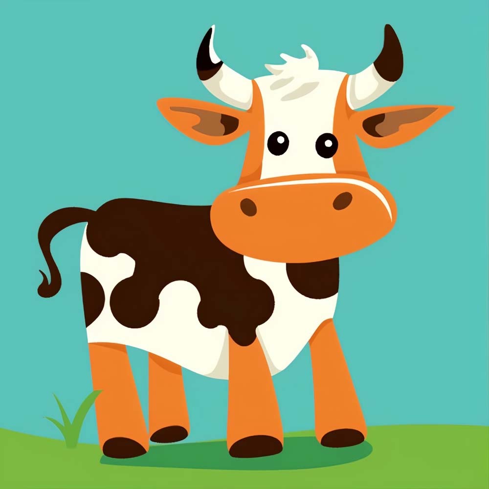 Cartoon Cow Paint by Numbers for Kids