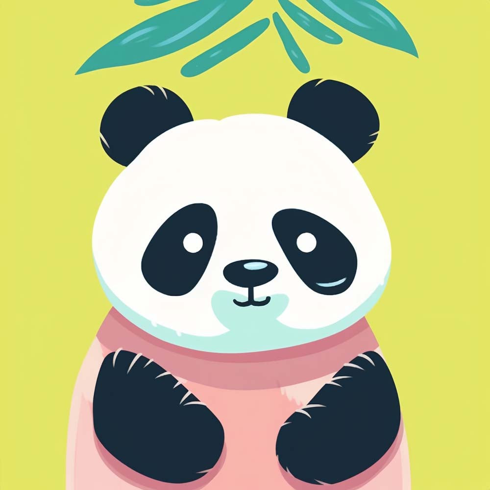 Pink Cartoon Panda Paint by Numbers for Kids