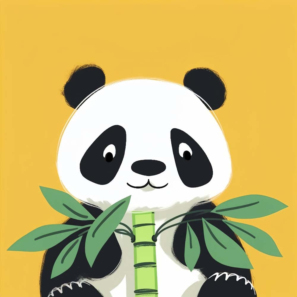 Cartoon Panda and Bamboo Leaves Paint by Numbers for Kids