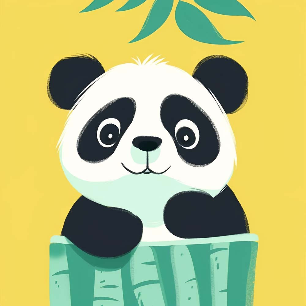 Cartoon Panda and Bamboo Paint by Numbers for Kids