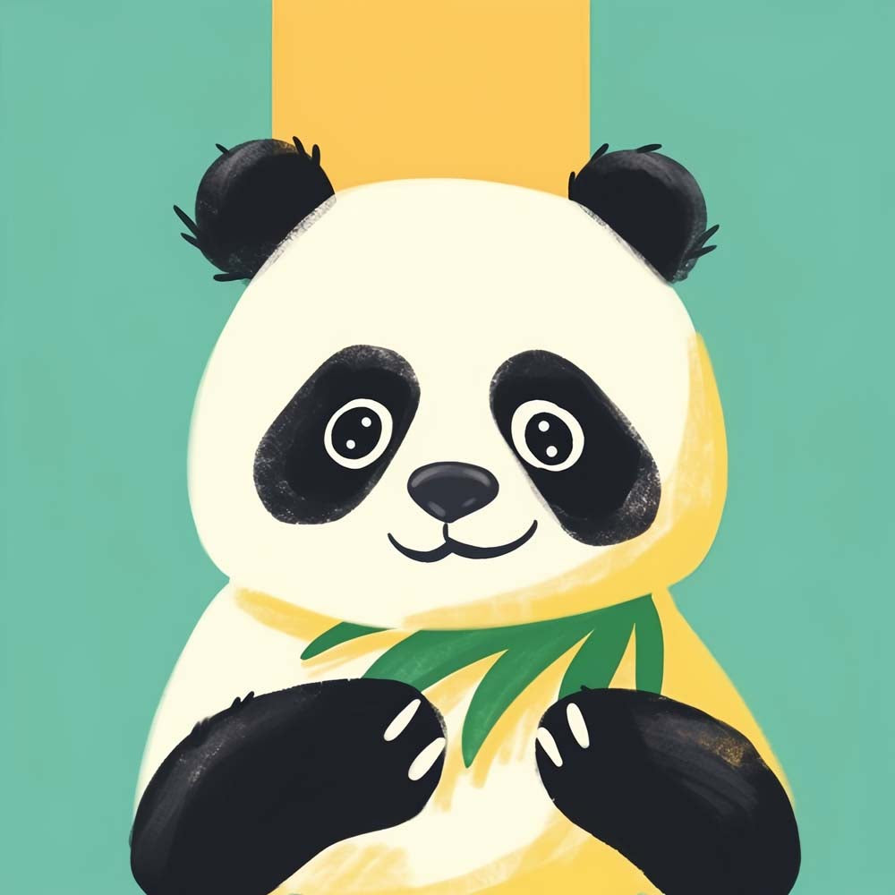 Cartoon Panda on Green Background Paint by Numbers for Kids