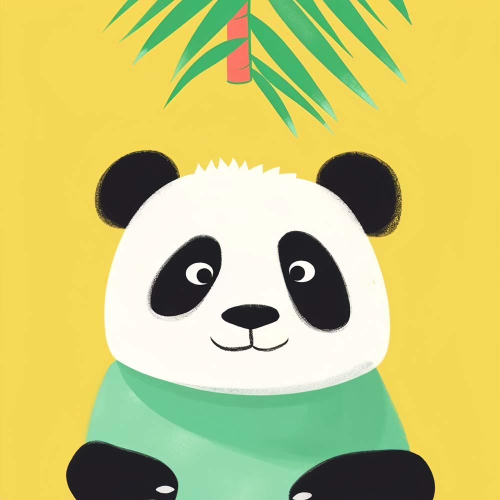 Cartoon Panda and Bamboo Paint by Numbers for Kids