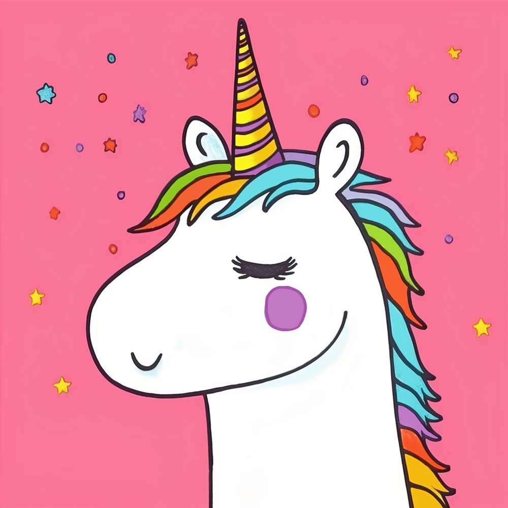 Cartoon Unicorn with Colorful Hair Paint by Numbers for Kids