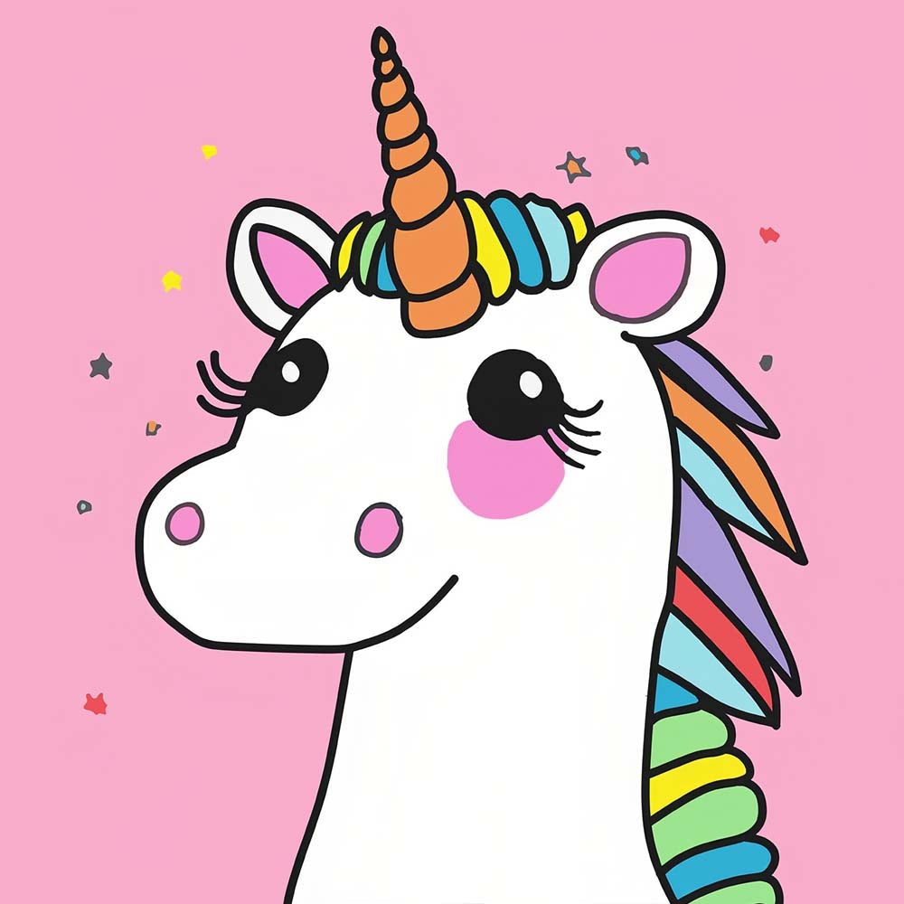 Cartoon Unicorn with Colorful Hair Paint by Numbers for Kids