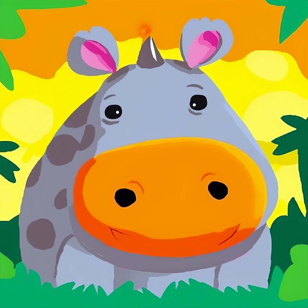 Cartoon Hippo Paint by Numbers for Kids