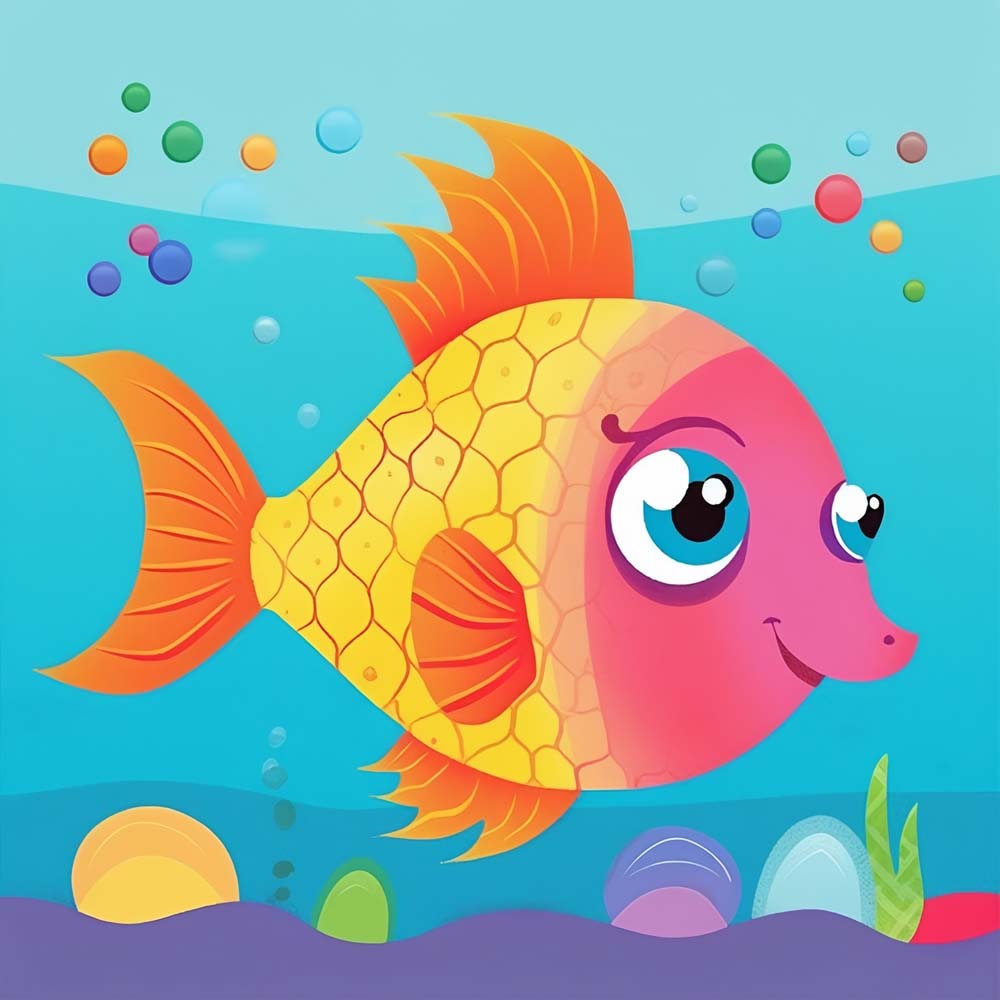 Cartoon Fish Paint by Numbers for Kids