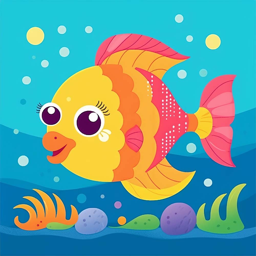 Cute Cartoon Fish Paint by Numbers for Kids