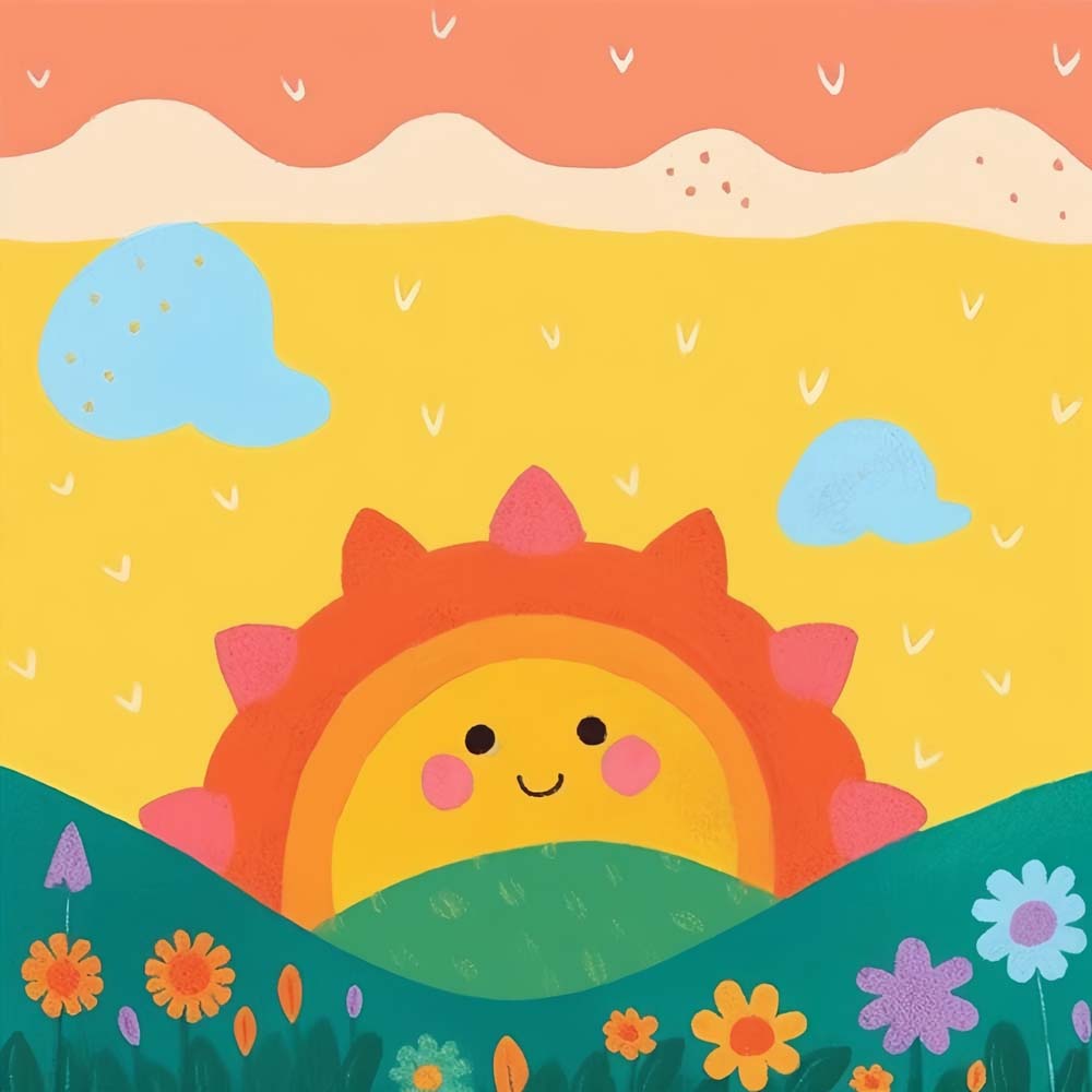 Cute Cartoon Sunrise Paint by Numbers for Kids