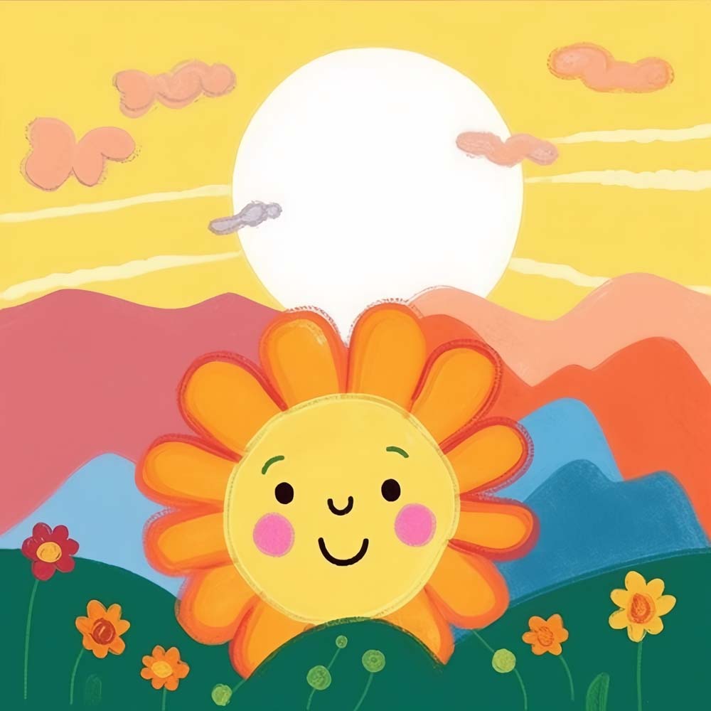 Cartoon Sun and Sunflower Paint by Numbers for Kids