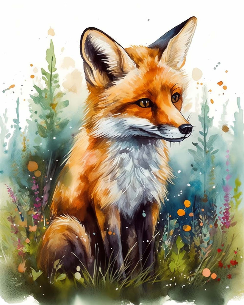 Watercolor Fox Paint by Numbers