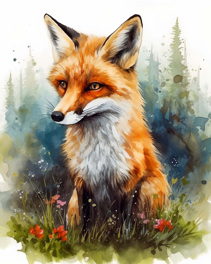 Watercolor Fox Paint by Numbers