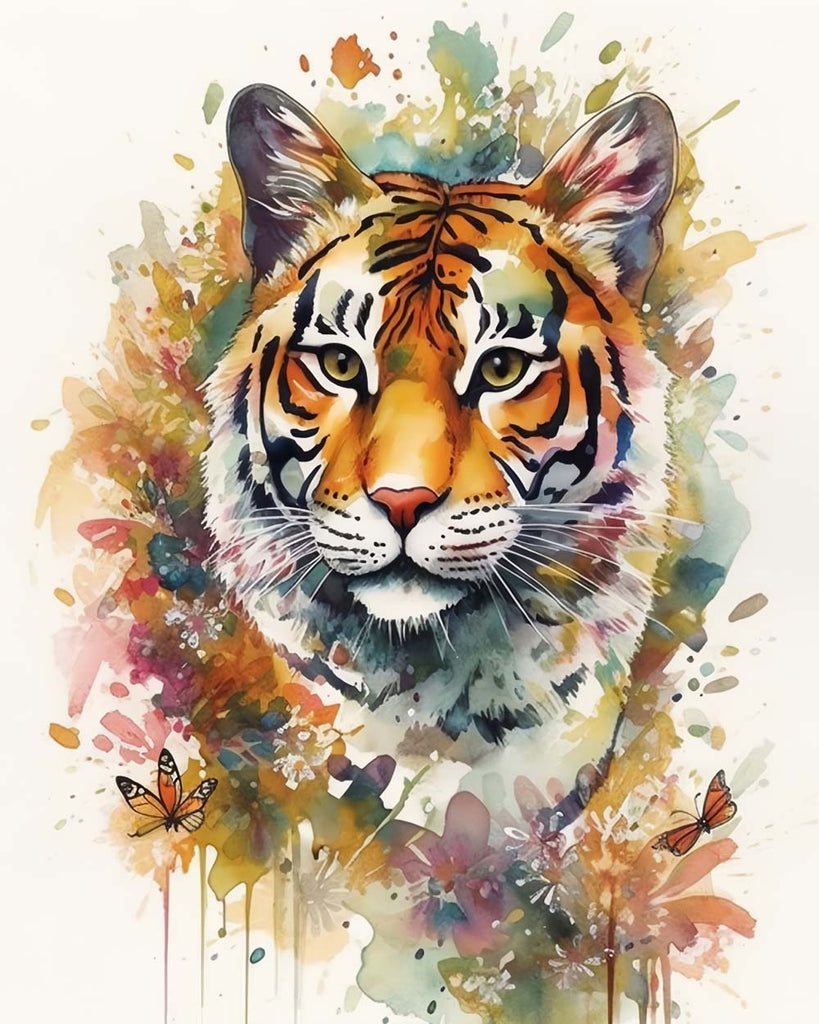 Watercolor Tiger Paint by Numbers