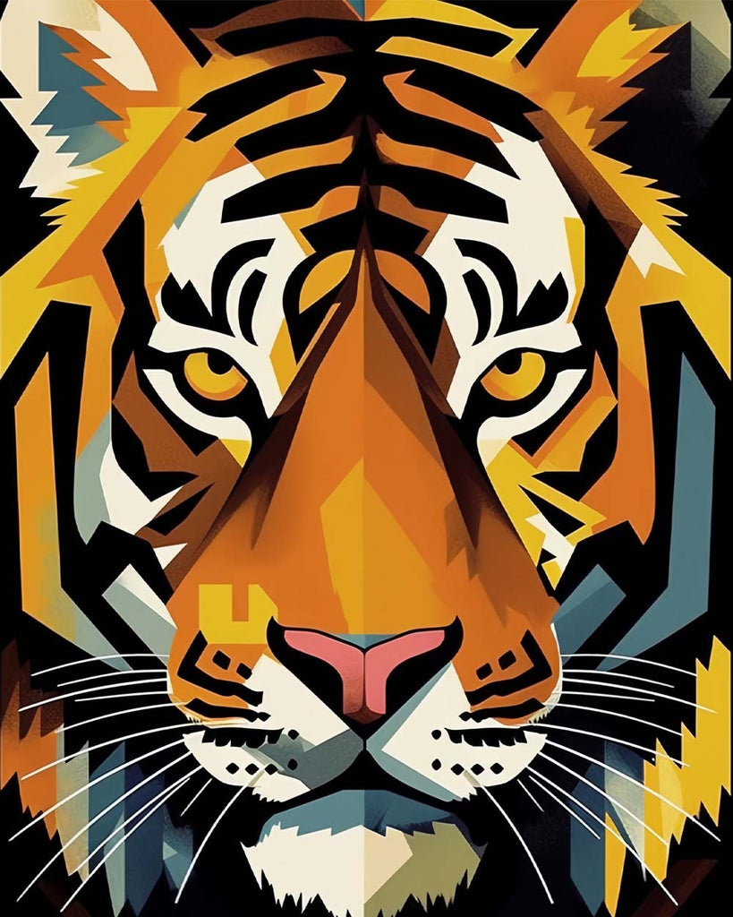 Cartoon Tiger Head Paint by Numbers