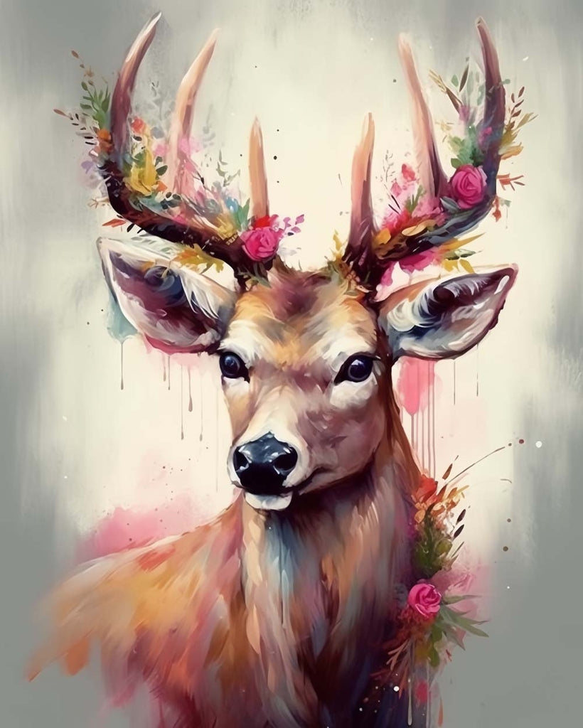 Watercolor Deer Paint by Numbers