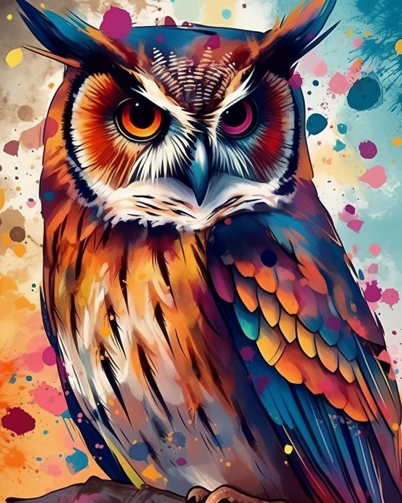 Watercolor Owl Paint by Numbers