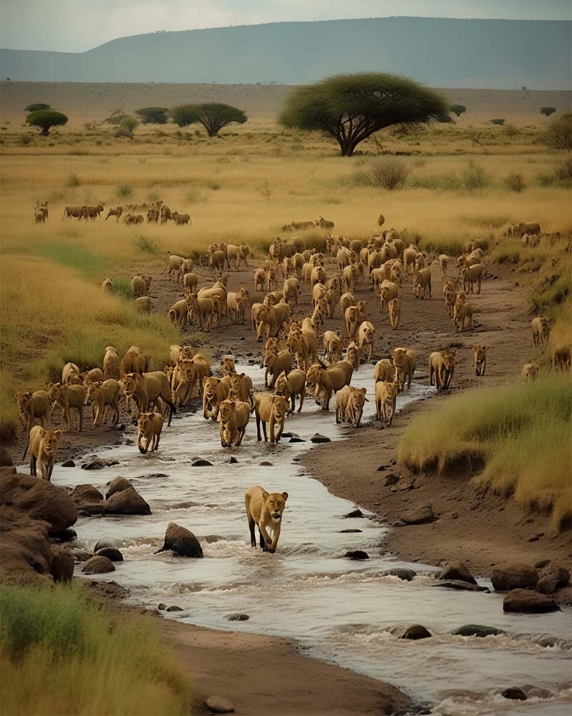 Lions on Grassland Paint by Numbers