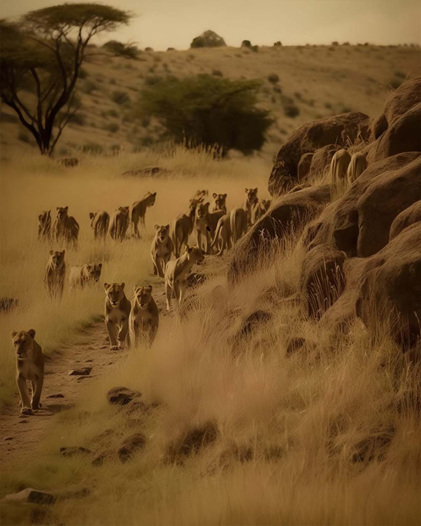 Lions on Grassland Paint by Numbers