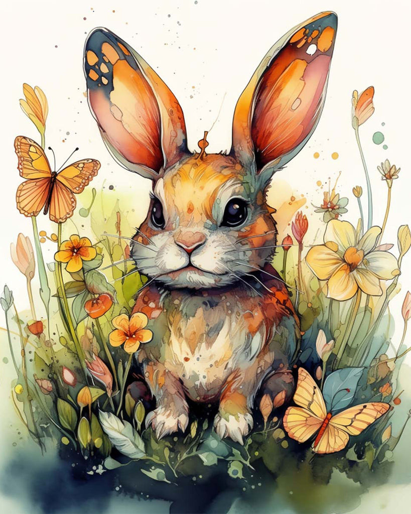 Rabbit among Flowers Paint by Numbers