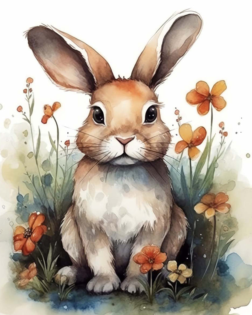 Watercolor Rabbit Paint by Numbers