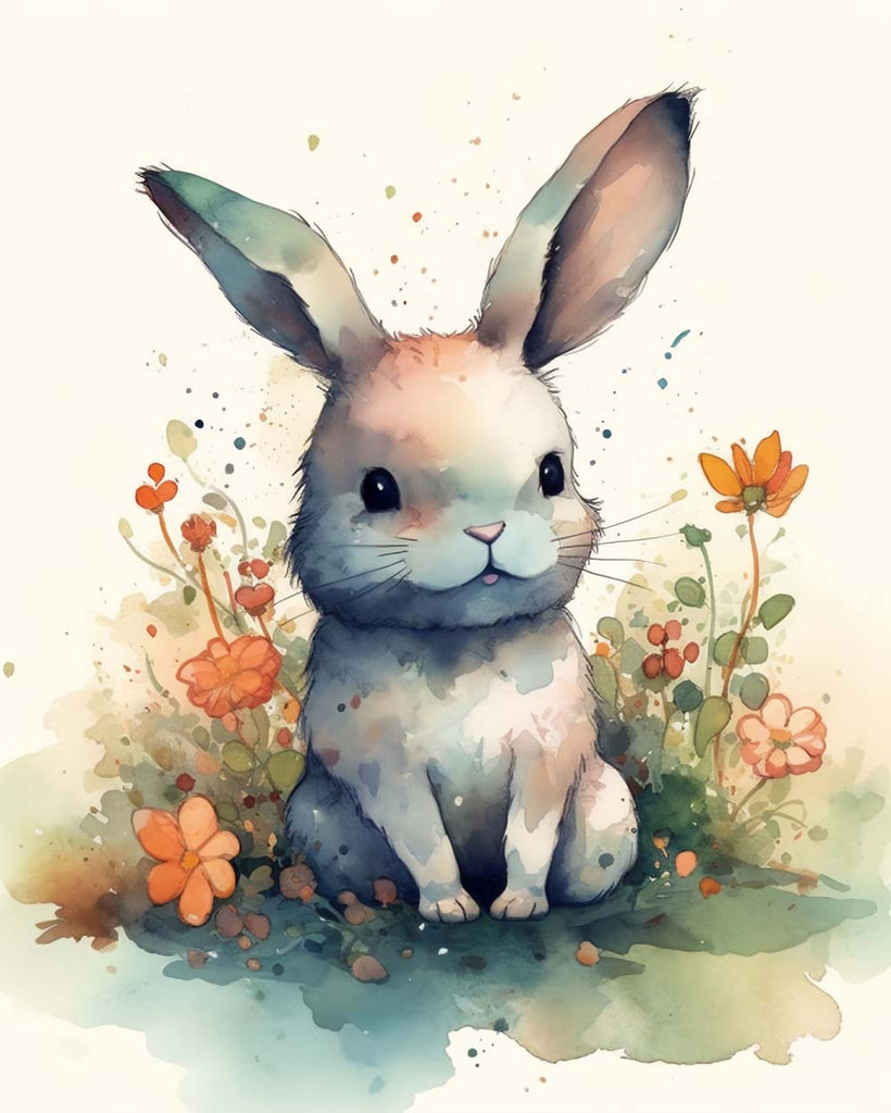 Cute White Rabbit Paint by Numbers